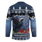 New Zealand Tui Bird Christmas Hockey Jersey Pohutukawa Xmas Tree Meri Kirihimete