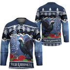 New Zealand Tui Bird Christmas Hockey Jersey Pohutukawa Xmas Tree Meri Kirihimete