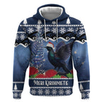 New Zealand Tui Bird Christmas Hoodie Pohutukawa Xmas Tree Meri Kirihimete