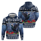 New Zealand Tui Bird Christmas Hoodie Pohutukawa Xmas Tree Meri Kirihimete