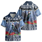 New Zealand Tui Bird Christmas Kid Hawaiian Shirt Pohutukawa Xmas Tree Meri Kirihimete LT22