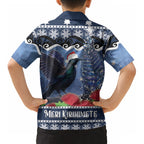 New Zealand Tui Bird Christmas Kid Hawaiian Shirt Pohutukawa Xmas Tree Meri Kirihimete LT22