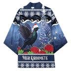 New Zealand Tui Bird Christmas Kimono Pohutukawa Xmas Tree Meri Kirihimete