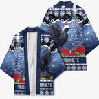 New Zealand Tui Bird Christmas Kimono Pohutukawa Xmas Tree Meri Kirihimete