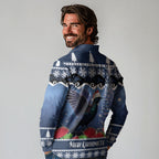 New Zealand Tui Bird Christmas Long Sleeve Polo Shirt Pohutukawa Xmas Tree Meri Kirihimete