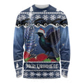 New Zealand Tui Bird Christmas Long Sleeve Shirt Pohutukawa Xmas Tree Meri Kirihimete