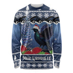 New Zealand Tui Bird Christmas Long Sleeve Shirt Pohutukawa Xmas Tree Meri Kirihimete