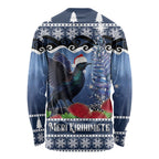 New Zealand Tui Bird Christmas Long Sleeve Shirt Pohutukawa Xmas Tree Meri Kirihimete