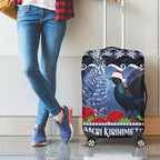 New Zealand Tui Bird Christmas Luggage Cover Pohutukawa Xmas Tree Meri Kirihimete