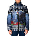 New Zealand Tui Bird Christmas Padded Jacket Pohutukawa Xmas Tree Meri Kirihimete