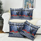 New Zealand Tui Bird Christmas Pillow Cover Pohutukawa Xmas Tree Meri Kirihimete