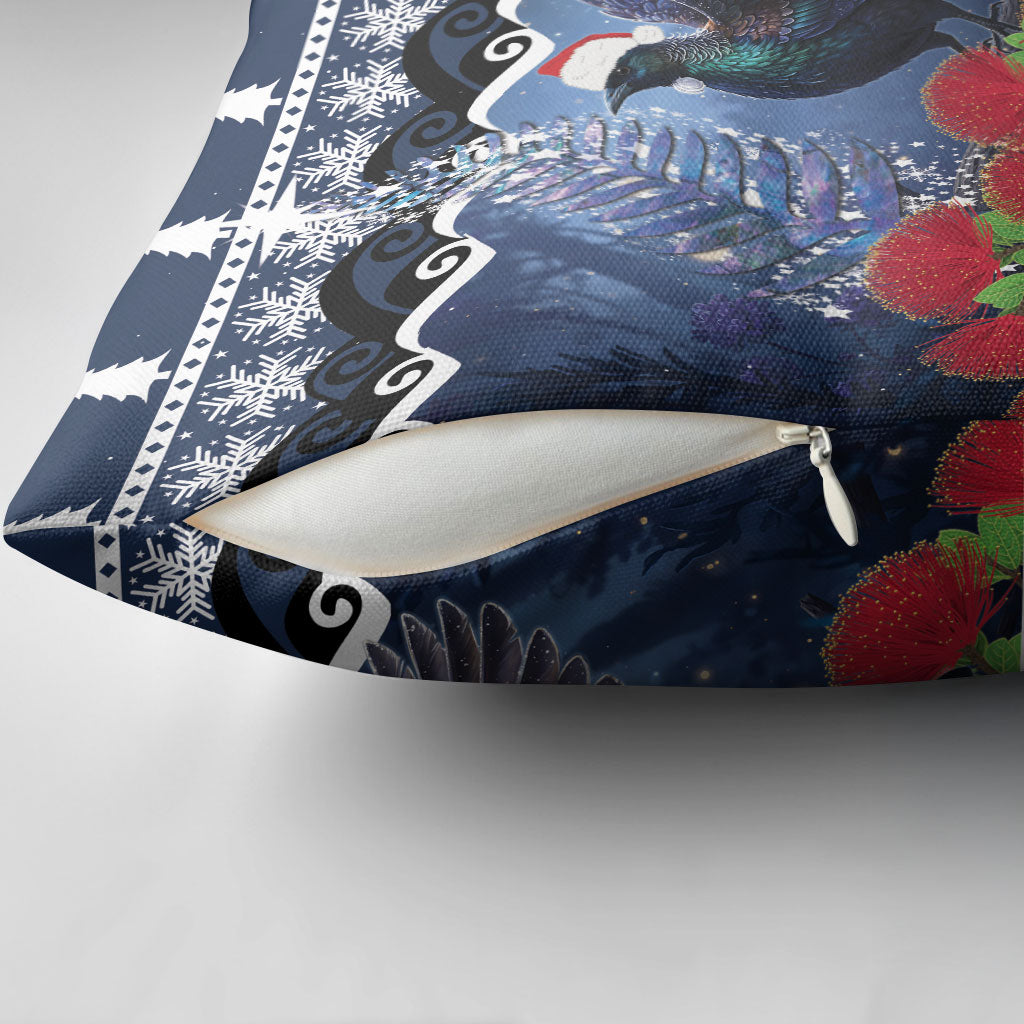 New Zealand Tui Bird Christmas Pillow Cover Pohutukawa Xmas Tree Meri Kirihimete