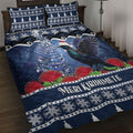 New Zealand Tui Bird Christmas Quilt Bed Set Pohutukawa Xmas Tree Meri Kirihimete