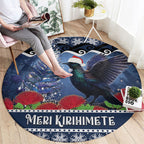 New Zealand Tui Bird Christmas Round Carpet Pohutukawa Xmas Tree Meri Kirihimete