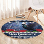 New Zealand Tui Bird Christmas Round Carpet Pohutukawa Xmas Tree Meri Kirihimete