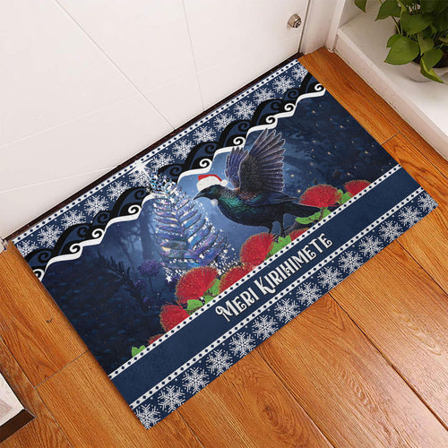 New Zealand Tui Bird Christmas Rubber Doormat Pohutukawa Xmas Tree Meri Kirihimete