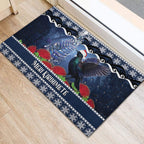 New Zealand Tui Bird Christmas Rubber Doormat Pohutukawa Xmas Tree Meri Kirihimete