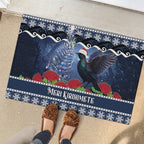 New Zealand Tui Bird Christmas Rubber Doormat Pohutukawa Xmas Tree Meri Kirihimete