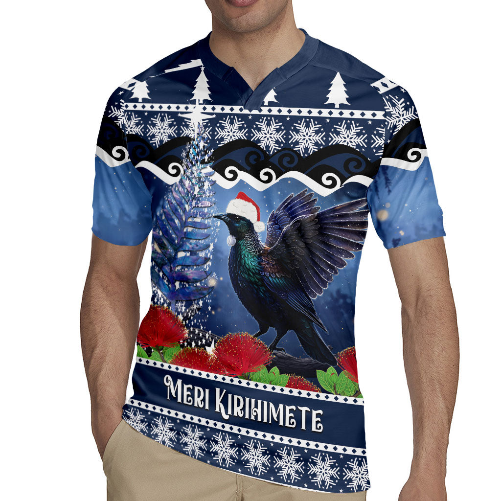 New Zealand Tui Bird Christmas Rugby Jersey Pohutukawa Xmas Tree Meri Kirihimete