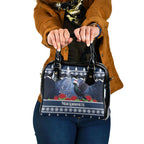 New Zealand Tui Bird Christmas Shoulder Handbag Pohutukawa Xmas Tree Meri Kirihimete