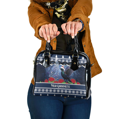 New Zealand Tui Bird Christmas Shoulder Handbag Pohutukawa Xmas Tree Meri Kirihimete