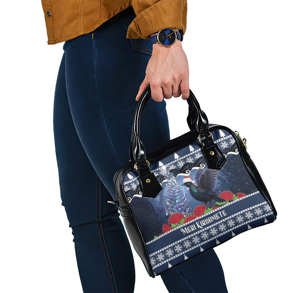 New Zealand Tui Bird Christmas Shoulder Handbag Pohutukawa Xmas Tree Meri Kirihimete