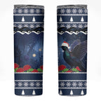 New Zealand Tui Bird Christmas Skinny Tumbler Pohutukawa Xmas Tree Meri Kirihimete