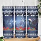 New Zealand Tui Bird Christmas Skinny Tumbler Pohutukawa Xmas Tree Meri Kirihimete