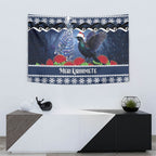 New Zealand Tui Bird Christmas Tapestry Pohutukawa Xmas Tree Meri Kirihimete