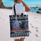 New Zealand Tui Bird Christmas Tote Bag Pohutukawa Xmas Tree Meri Kirihimete