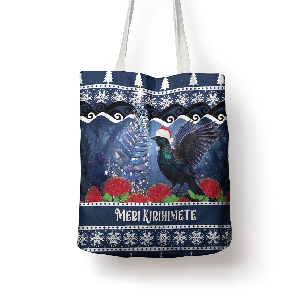 New Zealand Tui Bird Christmas Tote Bag Pohutukawa Xmas Tree Meri Kirihimete