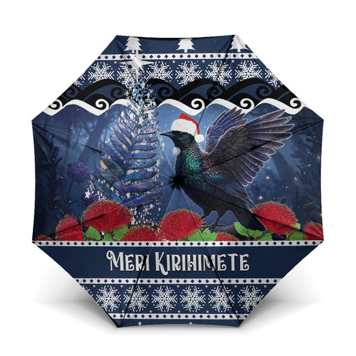New Zealand Tui Bird Christmas Umbrella Pohutukawa Xmas Tree Meri Kirihimete