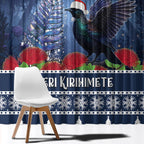 New Zealand Tui Bird Christmas Window Curtain Pohutukawa Xmas Tree Meri Kirihimete