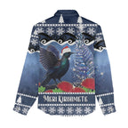 New Zealand Tui Bird Christmas Women Casual Shirt Pohutukawa Xmas Tree Meri Kirihimete