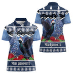 New Zealand Tui Bird Christmas Women Polo Shirt Pohutukawa Xmas Tree Meri Kirihimete