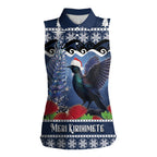 New Zealand Tui Bird Christmas Women Sleeveless Polo Shirt Pohutukawa Xmas Tree Meri Kirihimete