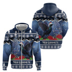 New Zealand Tui Bird Christmas Zip Hoodie Pohutukawa Xmas Tree Meri Kirihimete