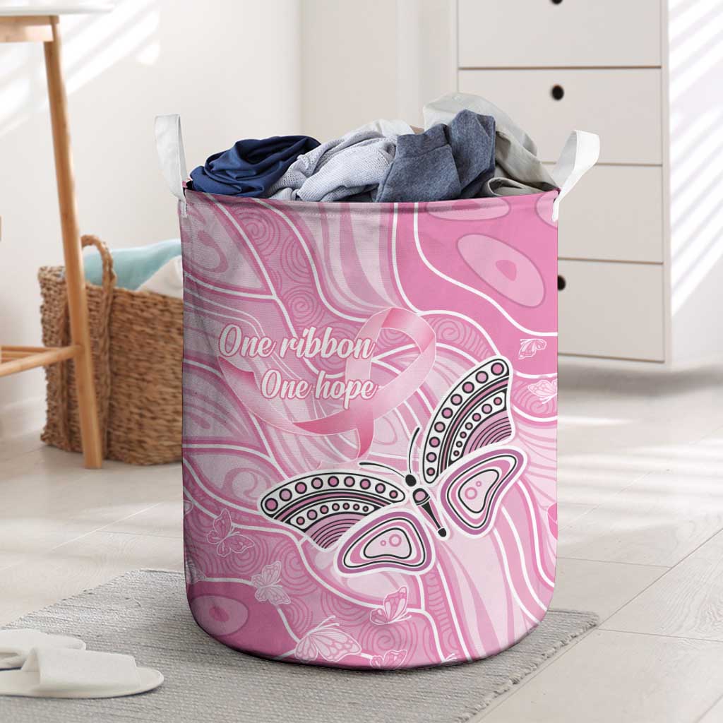 Australia Breast Cancer Awareness Laundry Basket Butterfly Pink Ribbon Aboriginal Art