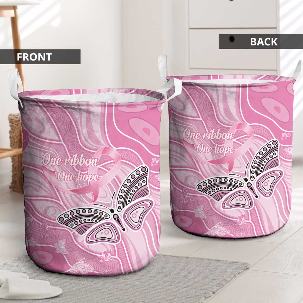 Australia Breast Cancer Awareness Laundry Basket Butterfly Pink Ribbon Aboriginal Art
