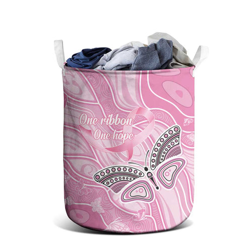 Australia Breast Cancer Awareness Laundry Basket Butterfly Pink Ribbon Aboriginal Art