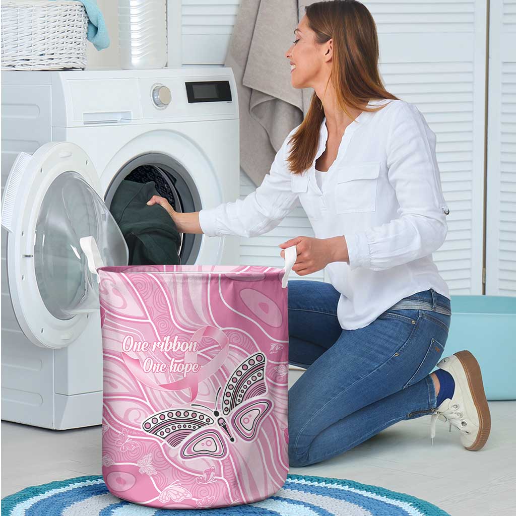Australia Breast Cancer Awareness Laundry Basket Butterfly Pink Ribbon Aboriginal Art