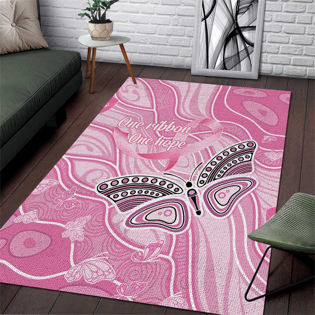 Australia Breast Cancer Awareness Area Rug Butterfly Pink Ribbon Aboriginal Art