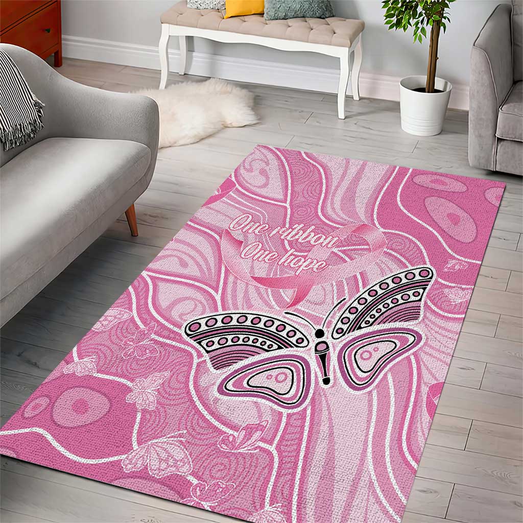 Australia Breast Cancer Awareness Area Rug Butterfly Pink Ribbon Aboriginal Art