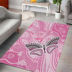 Australia Breast Cancer Awareness Area Rug Butterfly Pink Ribbon Aboriginal Art