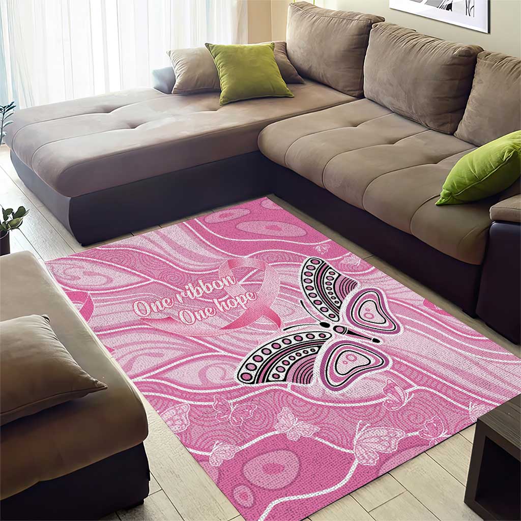 Australia Breast Cancer Awareness Area Rug Butterfly Pink Ribbon Aboriginal Art
