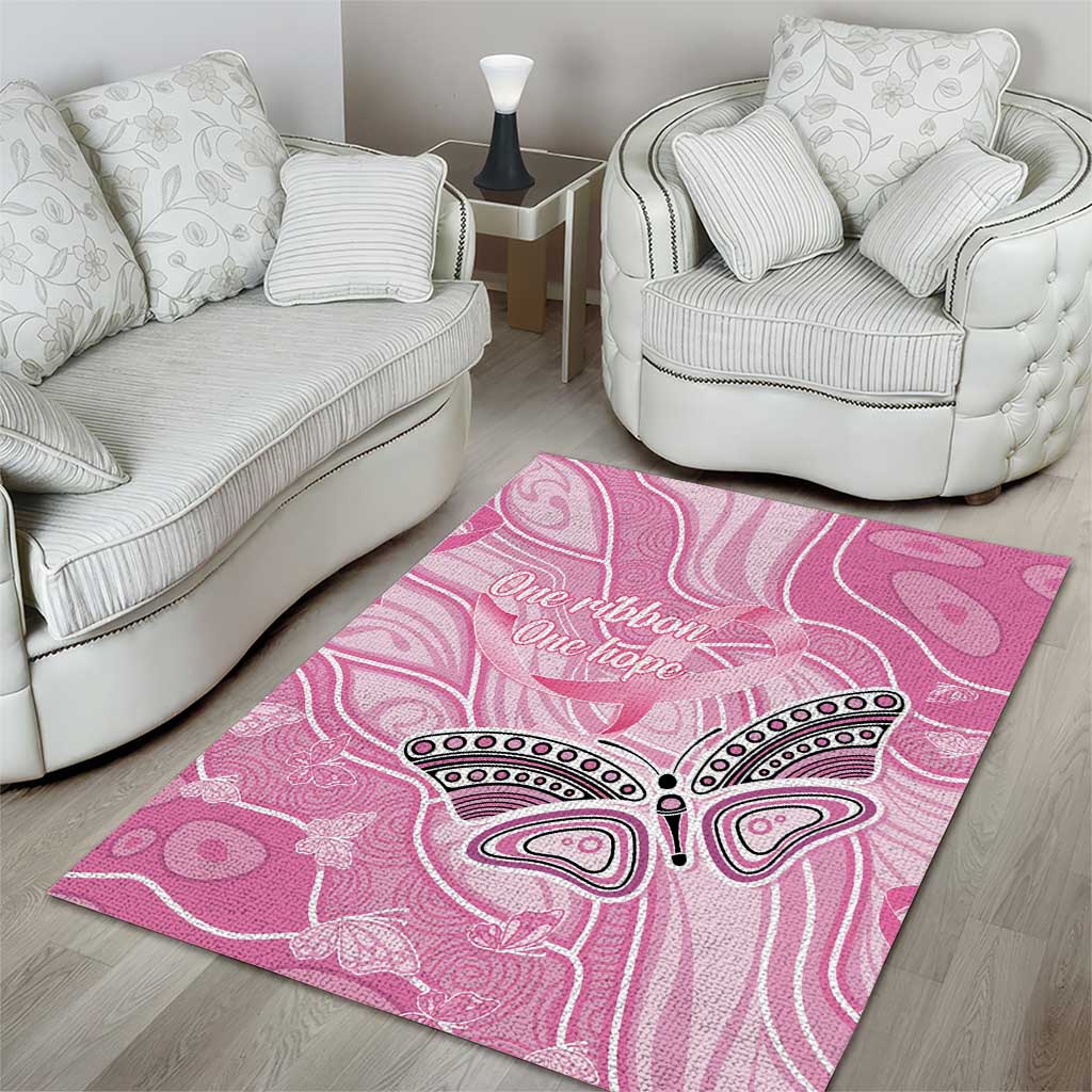 Australia Breast Cancer Awareness Area Rug Butterfly Pink Ribbon Aboriginal Art