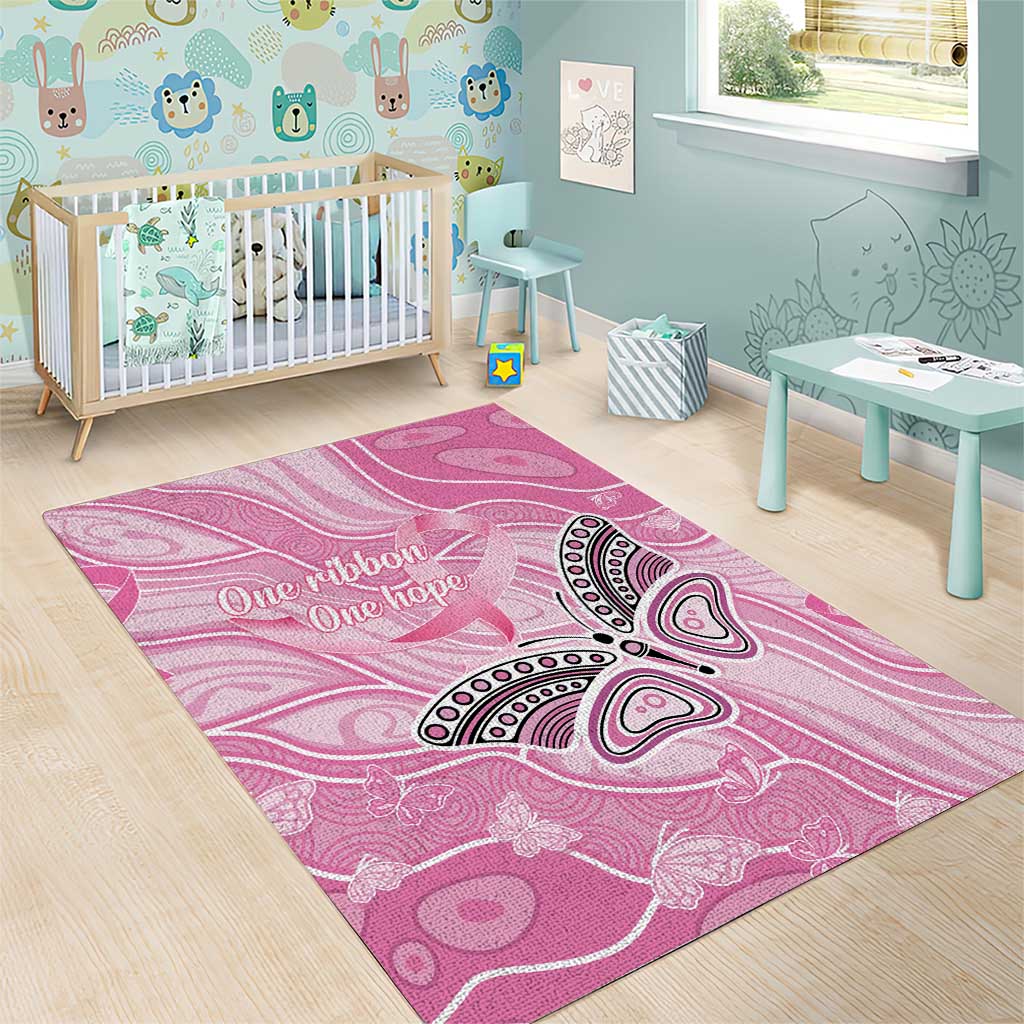 Australia Breast Cancer Awareness Area Rug Butterfly Pink Ribbon Aboriginal Art