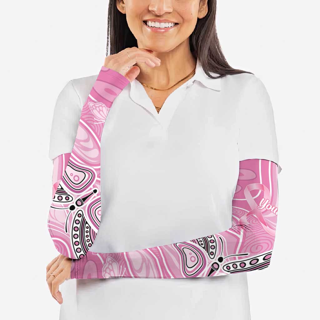 Australia Breast Cancer Awareness Personalised Arm Sleeves Butterfly Pink Ribbon Aboriginal Art