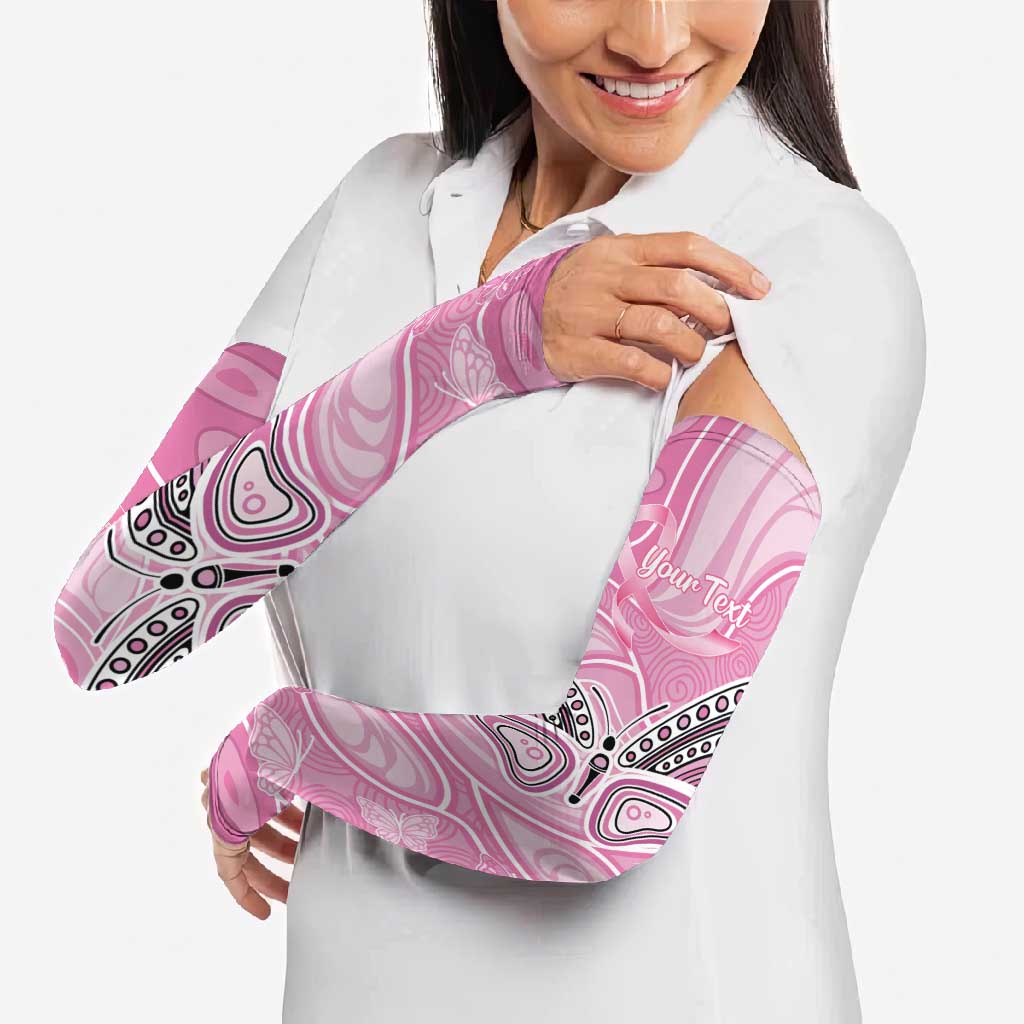 Australia Breast Cancer Awareness Personalised Arm Sleeves Butterfly Pink Ribbon Aboriginal Art