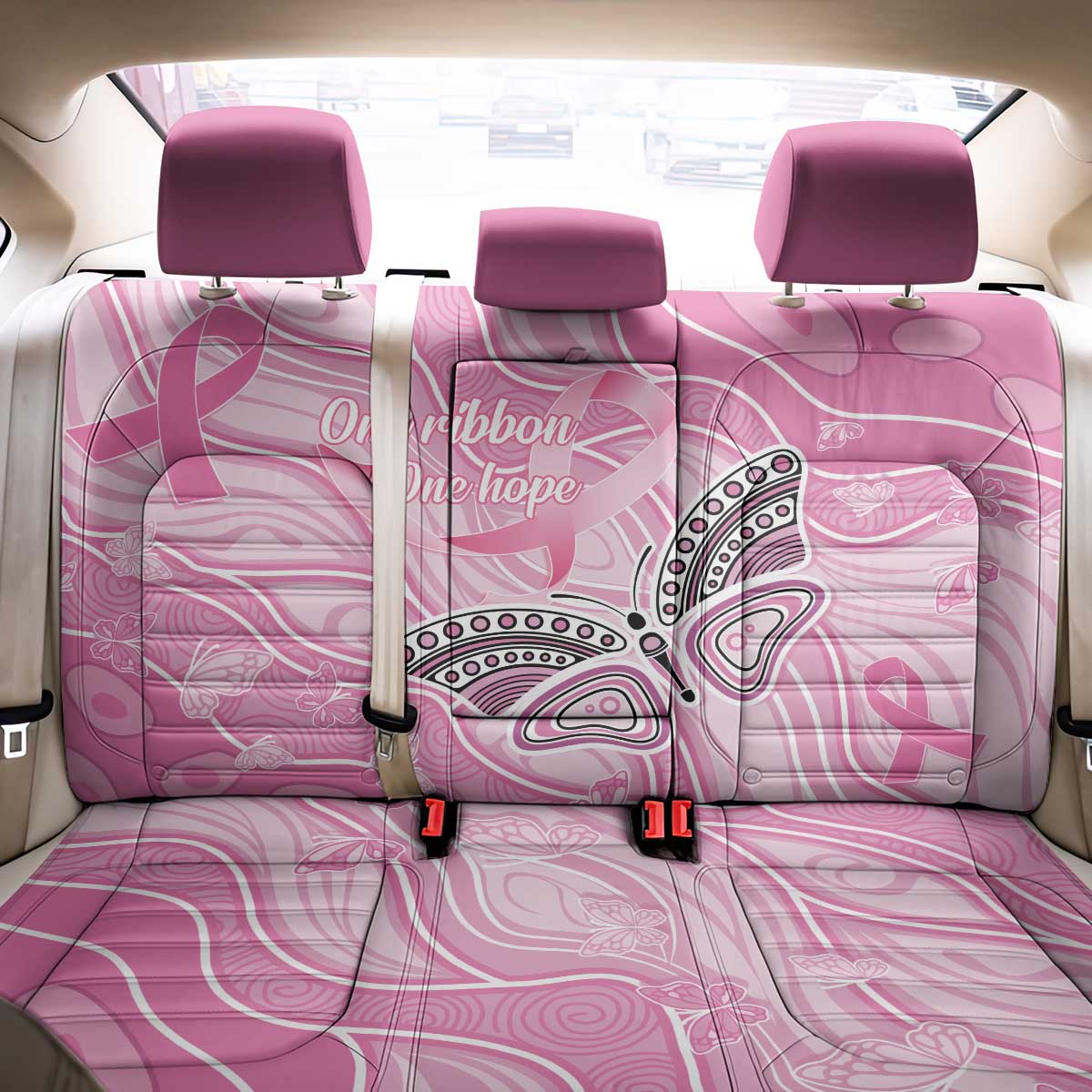 Australia Breast Cancer Awareness Back Car Seat Cover Butterfly Pink Ribbon Aboriginal Art